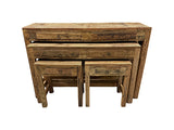 Wandtafels Set van 4 – Grof Hout met Lade