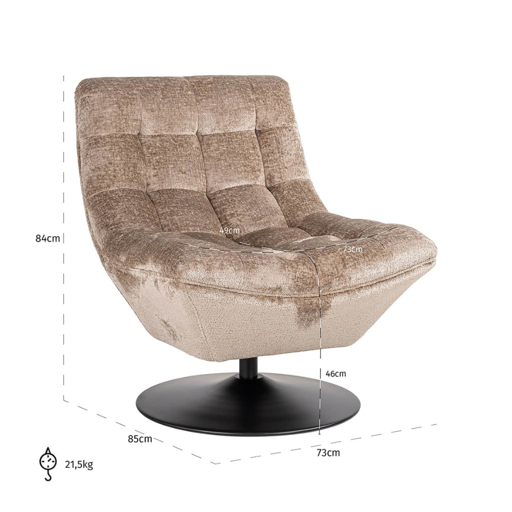 Richmond Interiors Sydney Fauteuil - Taupe Chenille