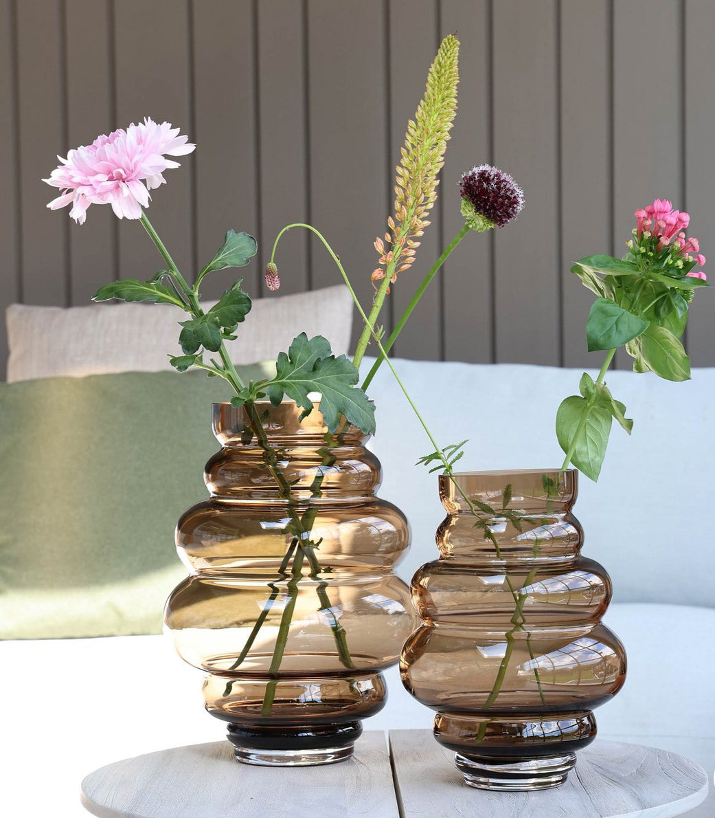 Maputo Taupe vaas – Mondgeblazen bruine glazen designvaas