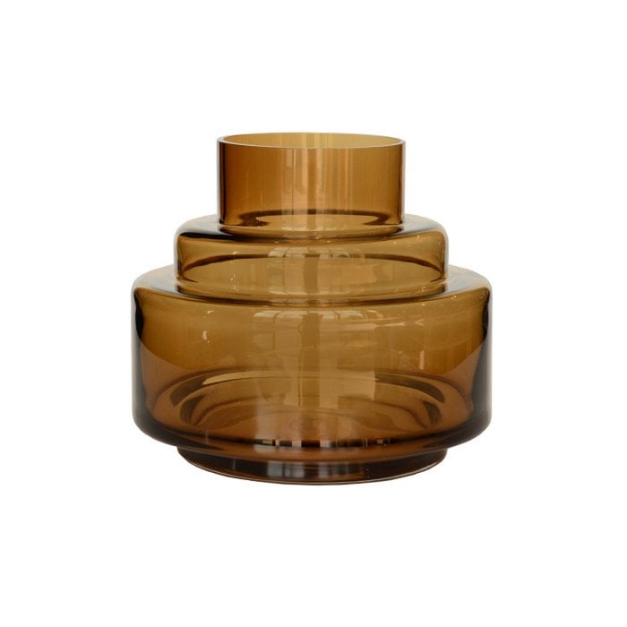Chari Cognac vaas – Mondgeblazen design van dik bruin glas Ø23/33 cm