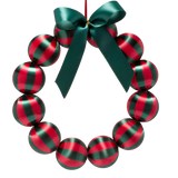 Kerstballenkrans groen/rood 35,5 cm met strik – Vondels