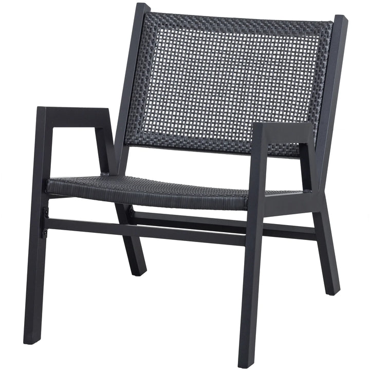 WOOOD PEM TUIN FAUTEUIL MET ARMLEUNING ALUMINIUM ZWART