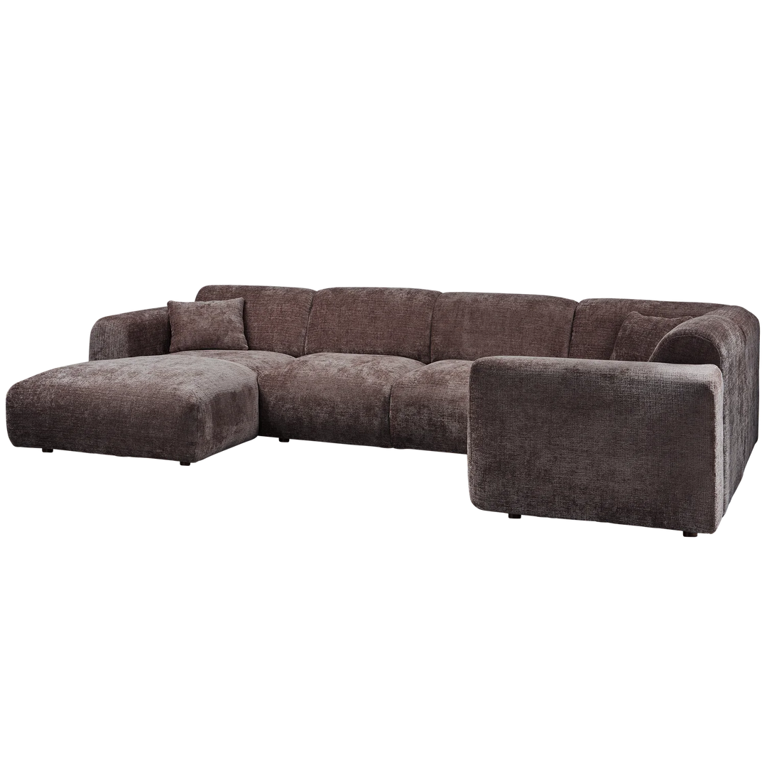 Hoekbank Rechts Woood CLOUD geweven chenille taupe