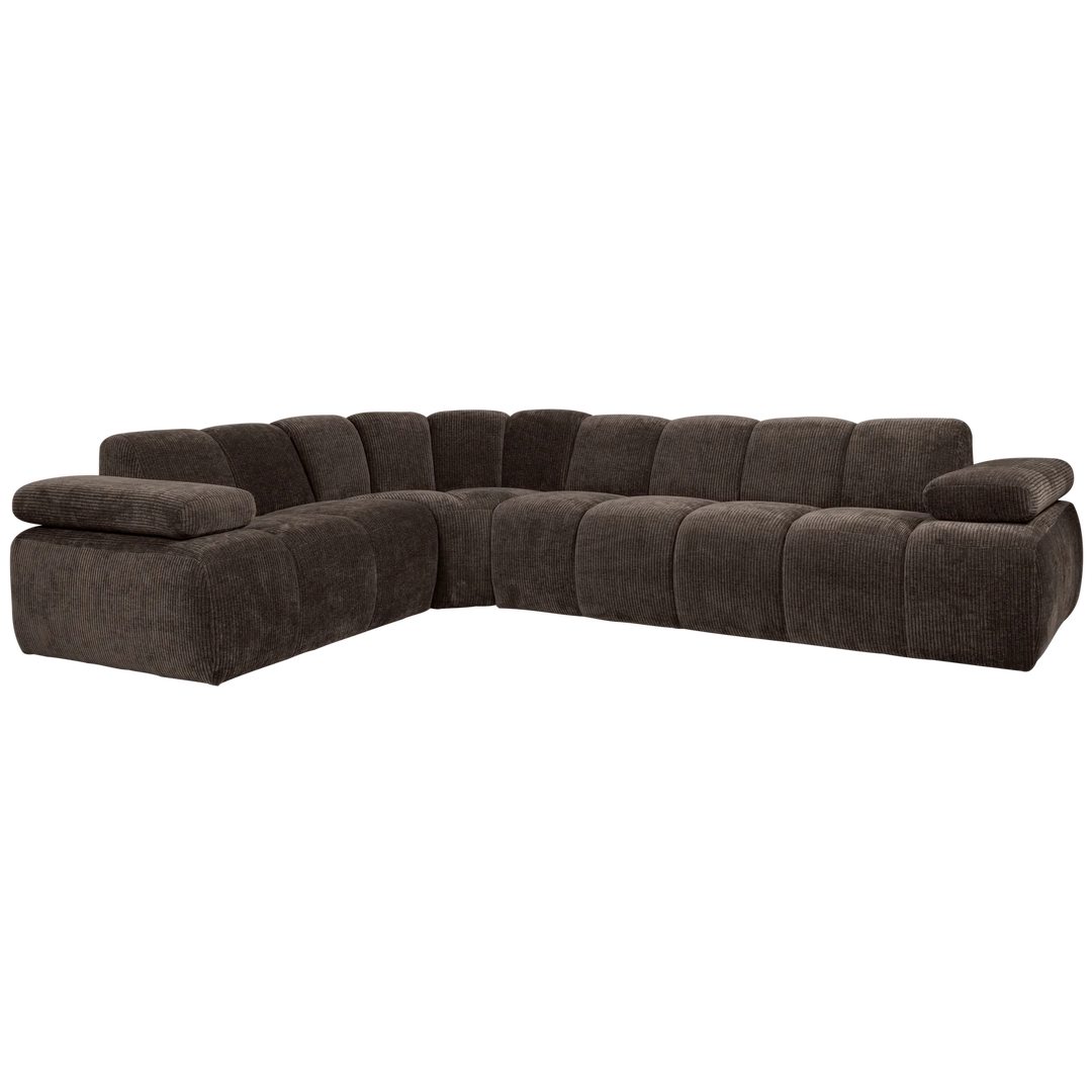 Woood Mojo Hoekbank Links – Geweven Ribstof Honing Geel