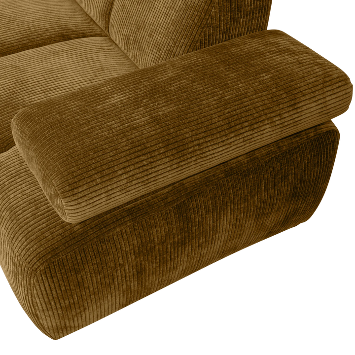 Woood Mojo Hoekbank Links – Geweven Ribstof Honing Geel