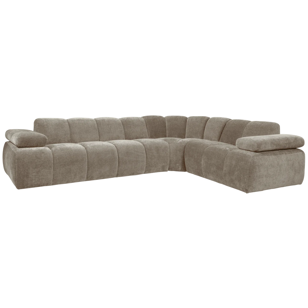 Woood Mojo Hoekbank Links – Geweven Ribstof Honing Geel