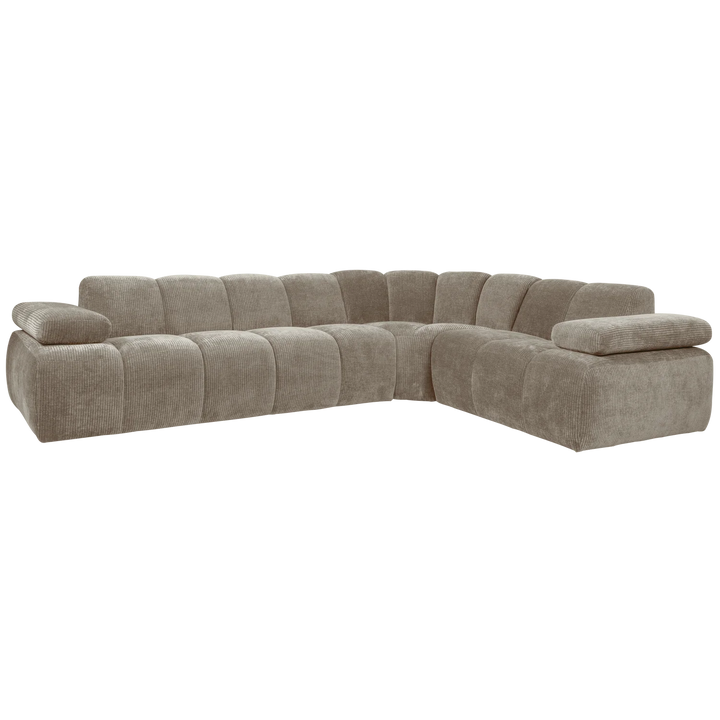 Woood Mojo Hoekbank Links – Geweven Ribstof Honing Geel