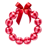 Kerstballenkrans rood/lichtroze met strik – Vondels