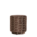 Ronde Poef Velvet Donkerbruin met Print Ø40 cm – Light & Living Davonte