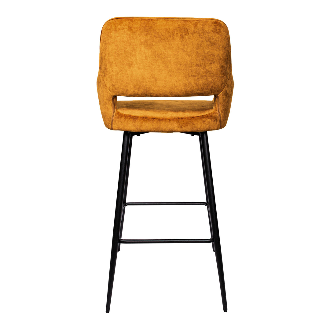 Fallon Velvet Rust Bar Stool Black Metal Leg KD (set of 2)