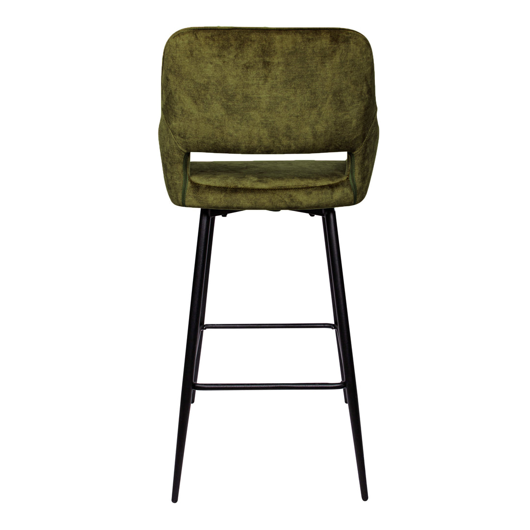Fallon Velvet Green Bar Stool Black Metal Leg KD (set of 2)