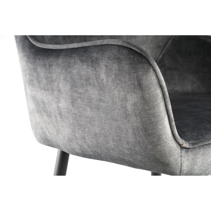 Fal LOW Velvet Anthracite Bar Stool Black Metal Le (set of 2)