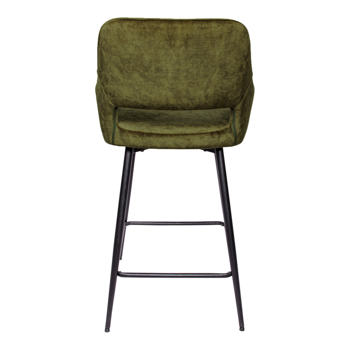 Fal LOW Velvet Green Bar Stool Black Metal Leg KD (set of 2)