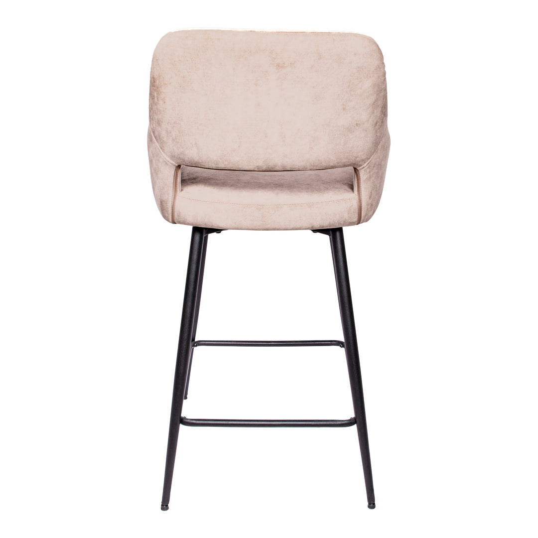 Fal LOW Velvet Khaki Bar Stool Black Metal Leg KD (set of 2)