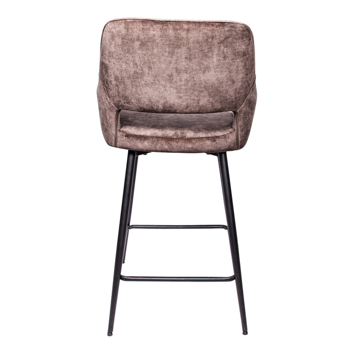 Fal LOW Velvet Brown Bar Stool Black Metal Leg (set of 2)