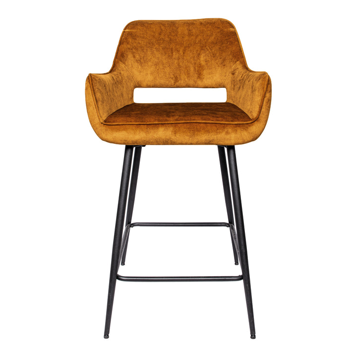 Fal LOW Velvet Rust Bar Stool Black Metal Leg (set of 2)