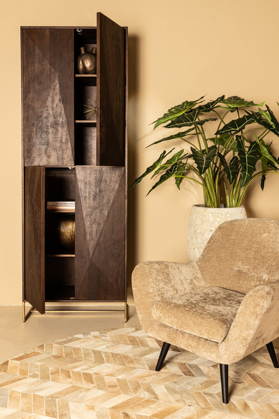 Donny Cream Fauteuil Black Wooden Legs