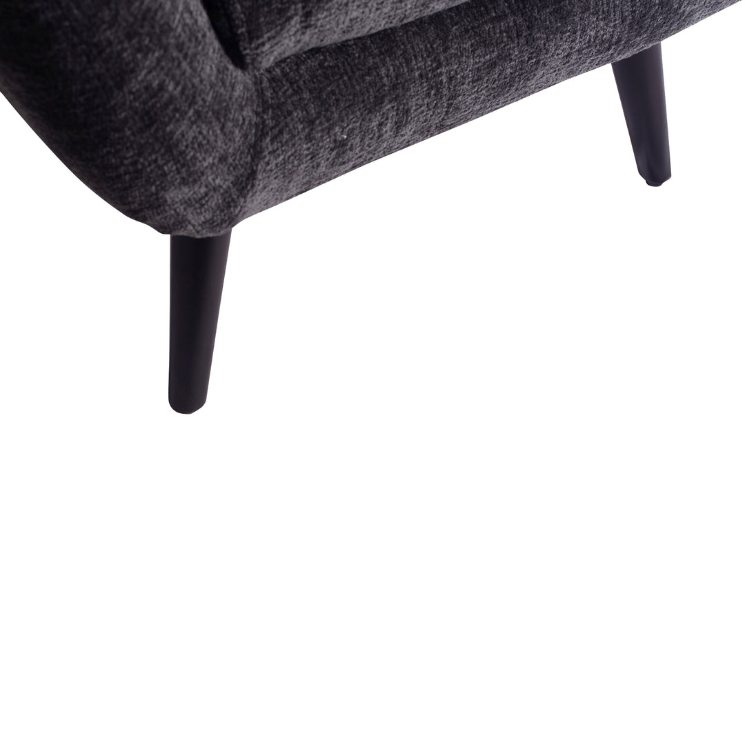 Donny Anthracite Fauteuil Black Wooden Legs