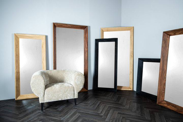 Chevar Black Oak Wood Mirror Rectangle S 70x130x160cm PTMD