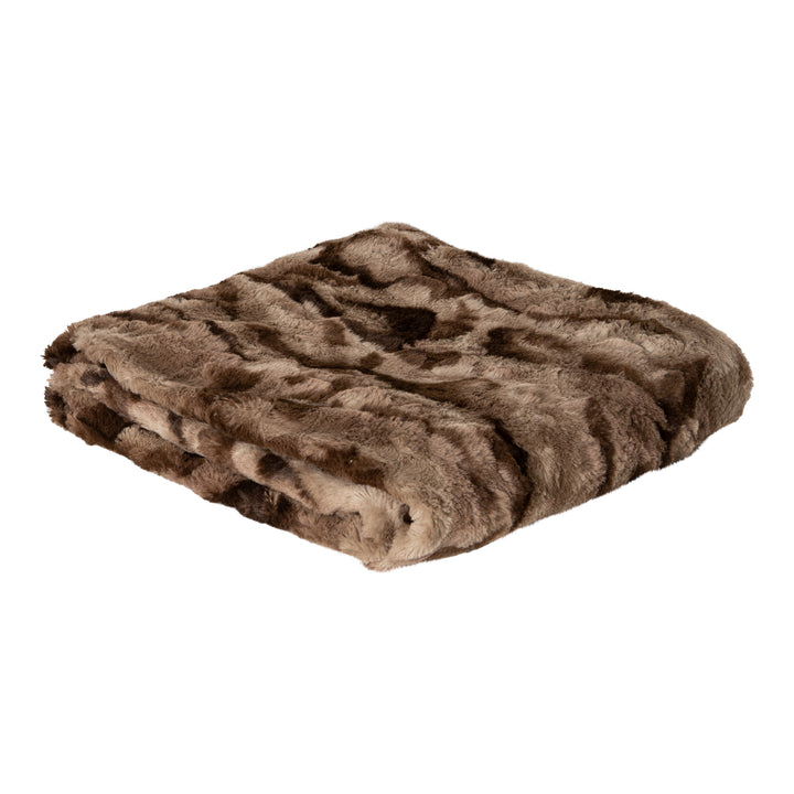 Clarisse Brown Artificial Fur Plaid Rectangle S