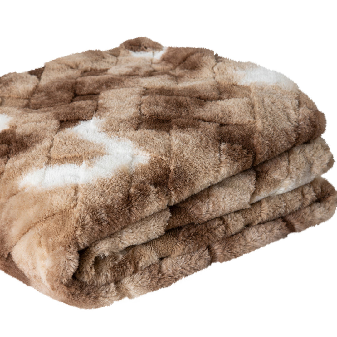 Geraldine Brown Artificial Fur Plaid Rectangle S