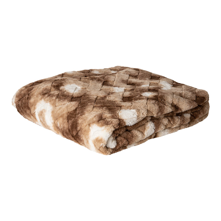 Geraldine Brown Artificial Fur Plaid Rectangle L