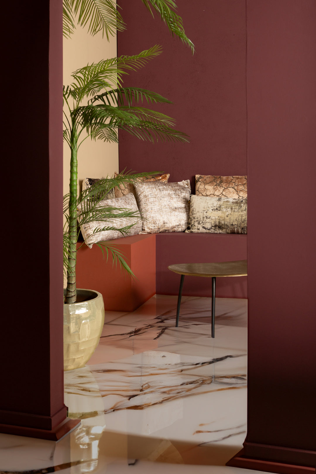 Curt Cream Velvet Square Cushion Square Print