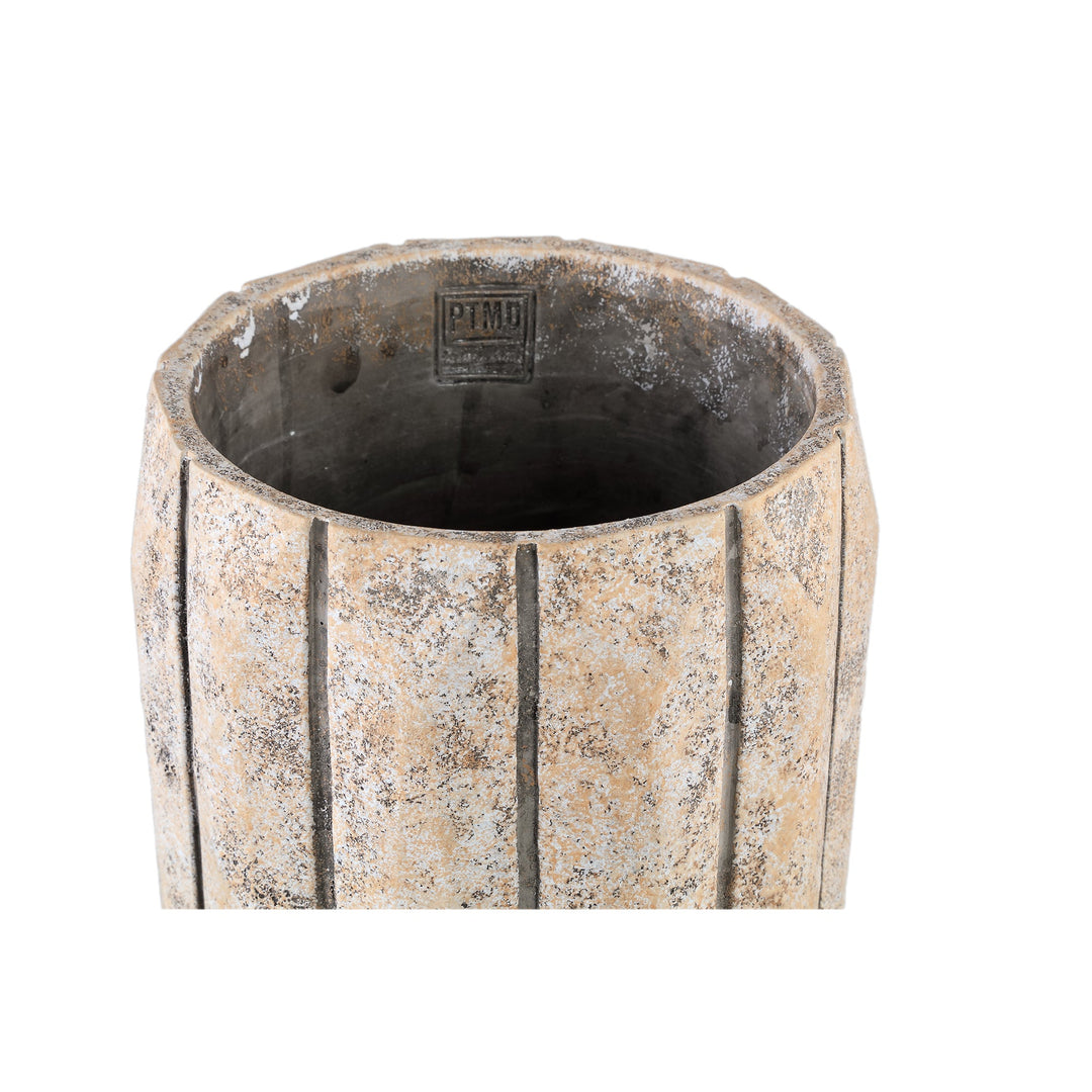 Imani Taupe Cement Pot High With Stripes L PTMD