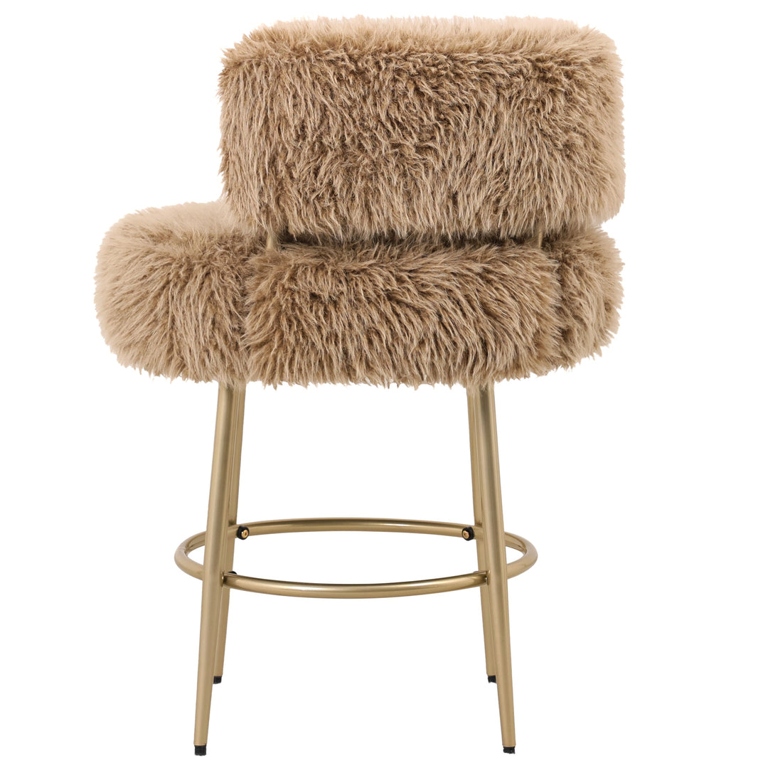 Hair Brown Bar Chair Brown Metal Base