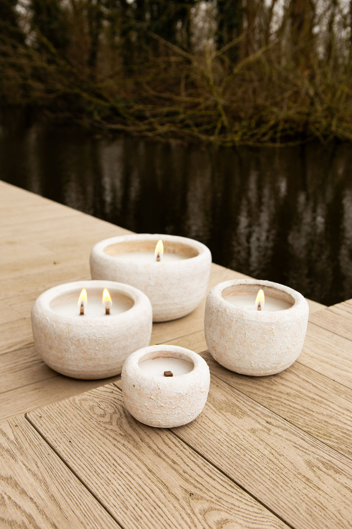 Gabor Cream Cement Outdoor Candle M