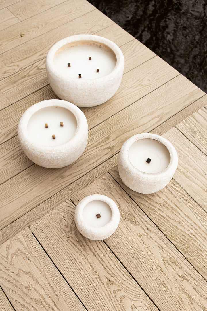 Gabor Cream Cement Outdoor Candle S