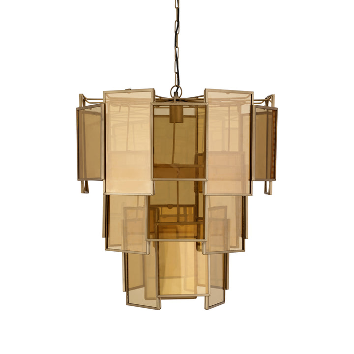 Loucas Brass lustre glazen hanglamp lagen