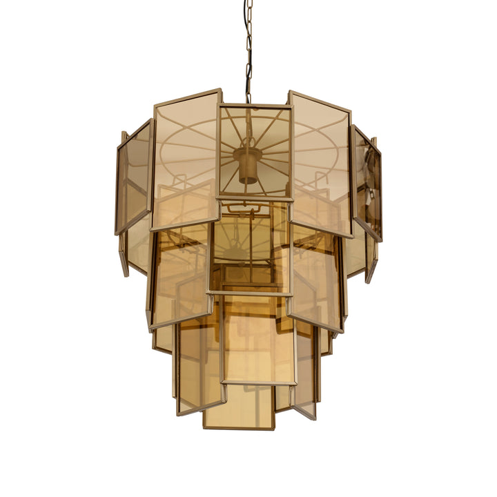 Loucas Brass lustre glazen hanglamp lagen