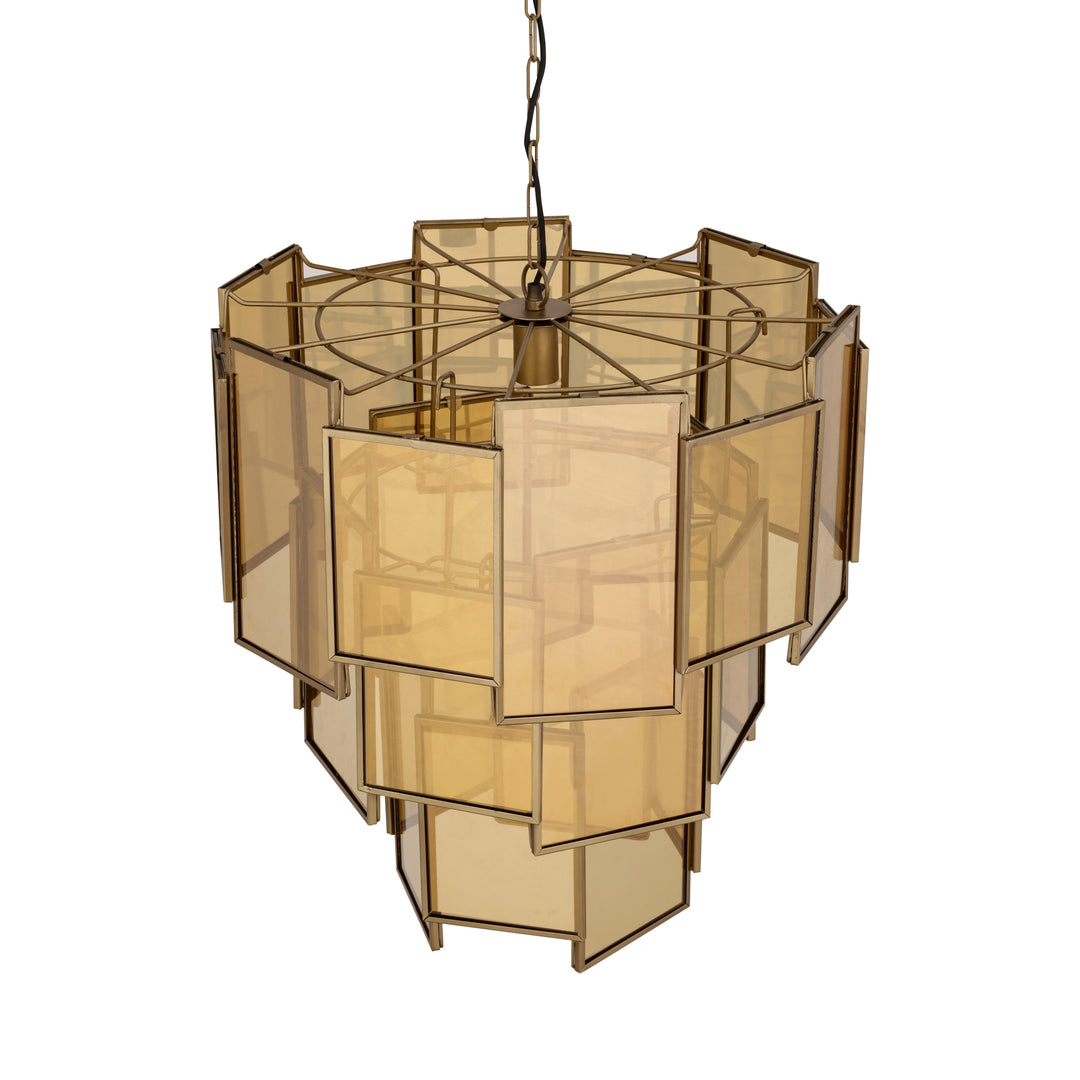 Loucas Brass lustre glazen hanglamp lagen