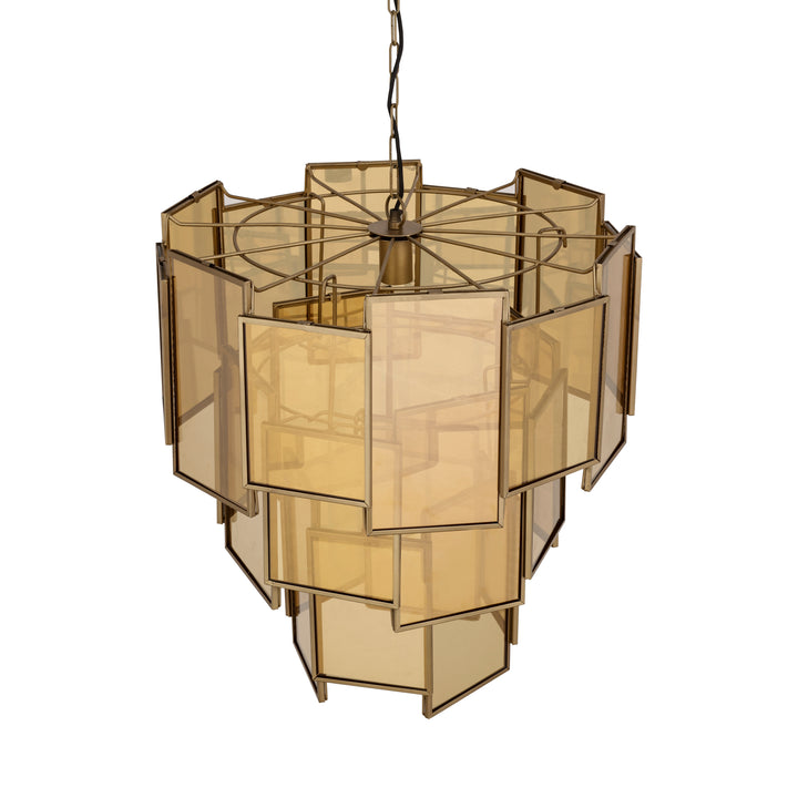 Loucas Brass lustre glazen hanglamp lagen