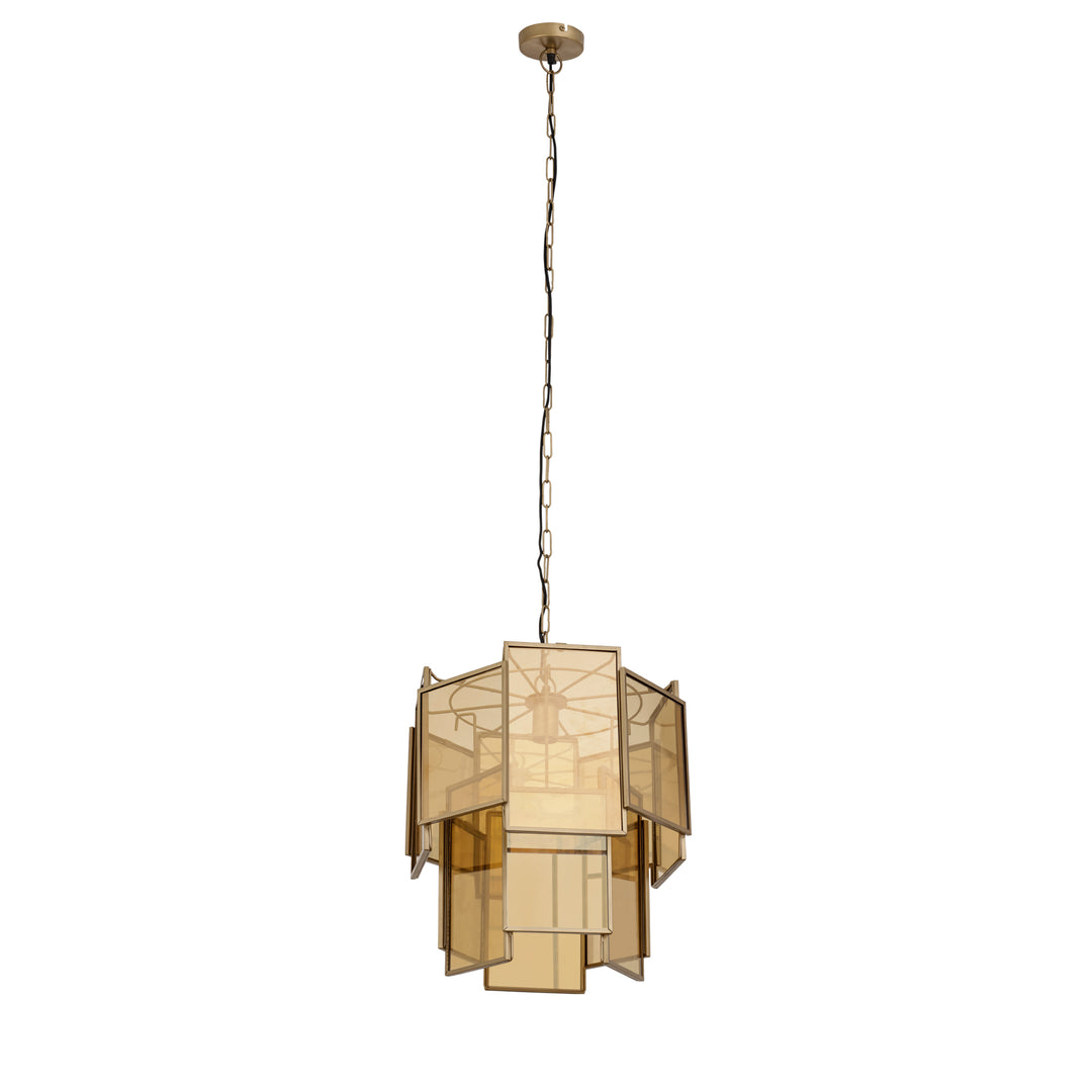 Loucas Brass lustre glazen hanglamp lagen