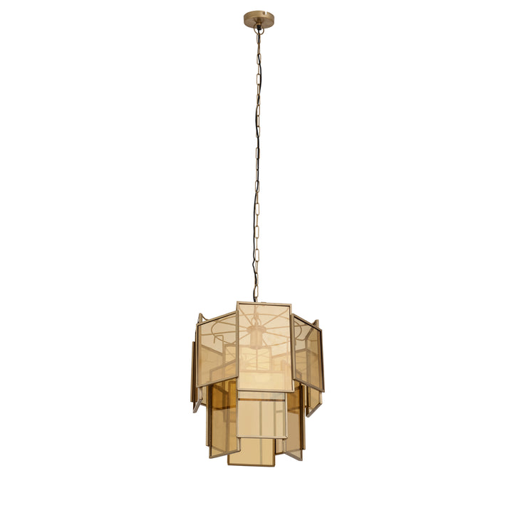 Loucas Brass lustre glazen hanglamp lagen