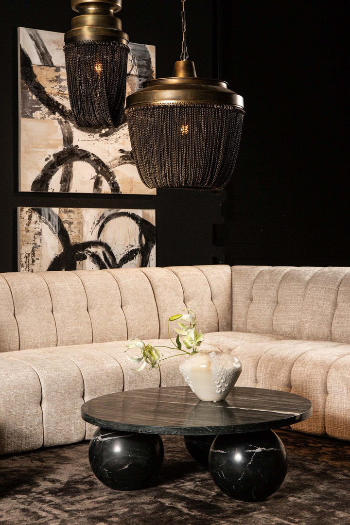 Diro Black Marble 3-bol salontafel rond