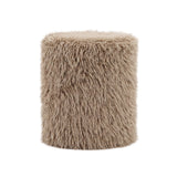 PTMD Hair Ronde Teddy Poef Bruin – 40×40×47 cm | Zachte Design Poef