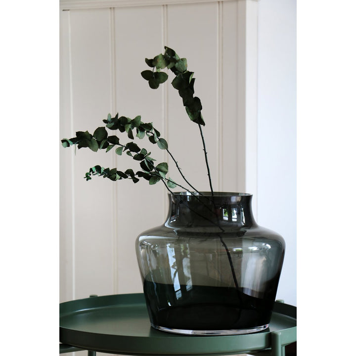 Coral Grey vaas – Mondgeblazen grijze glazen design Ø22,5xH22 cm