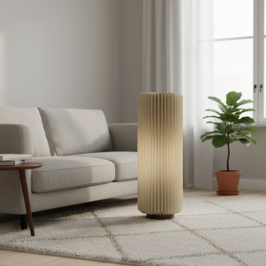 By-Boo Vloerlamp Zuki Papier Linnen Naturel