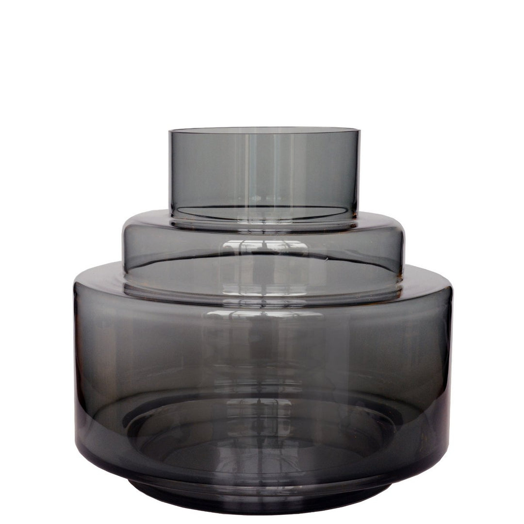 Chari grijze vaas – Mondgeblazen design van dik glas Ø23–33 cm