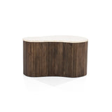 Salontafel Mari – mangohout & travertin bruin 70x47x38cm