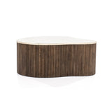 Salontafel Mari – mangohout & travertin bruin 83x72x34cm