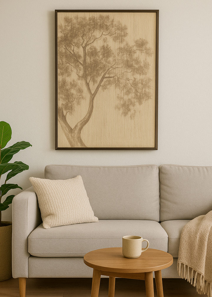 Wanddecoratie Boom – Gemaakt van Touw (60x90 cm)