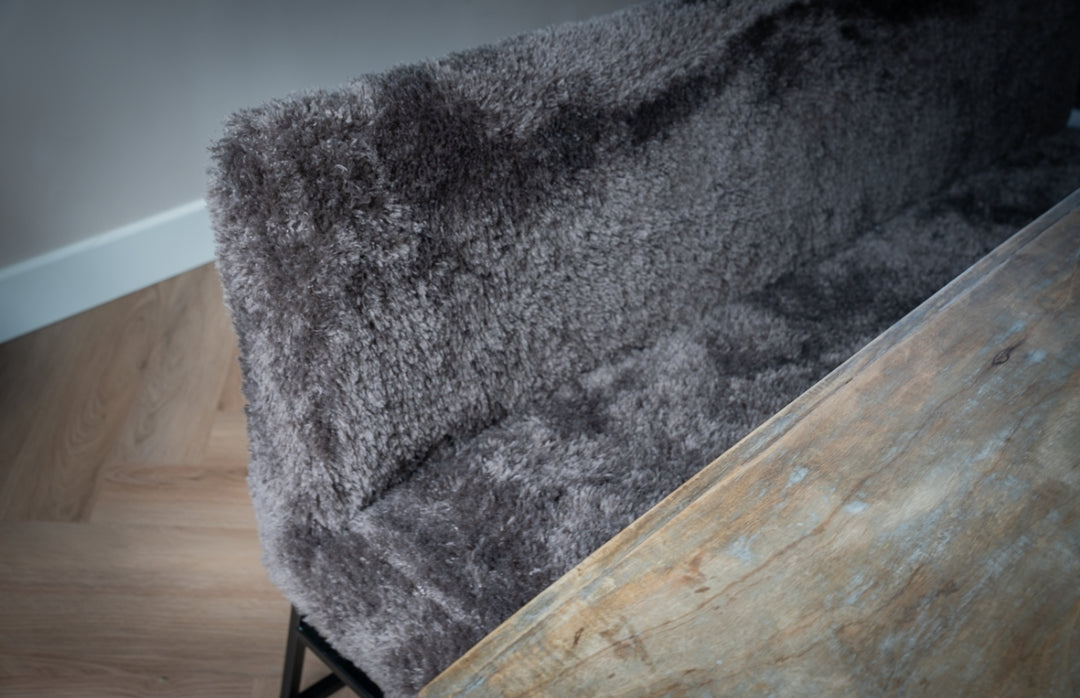 Eetkamerbankje doodle stof bruin