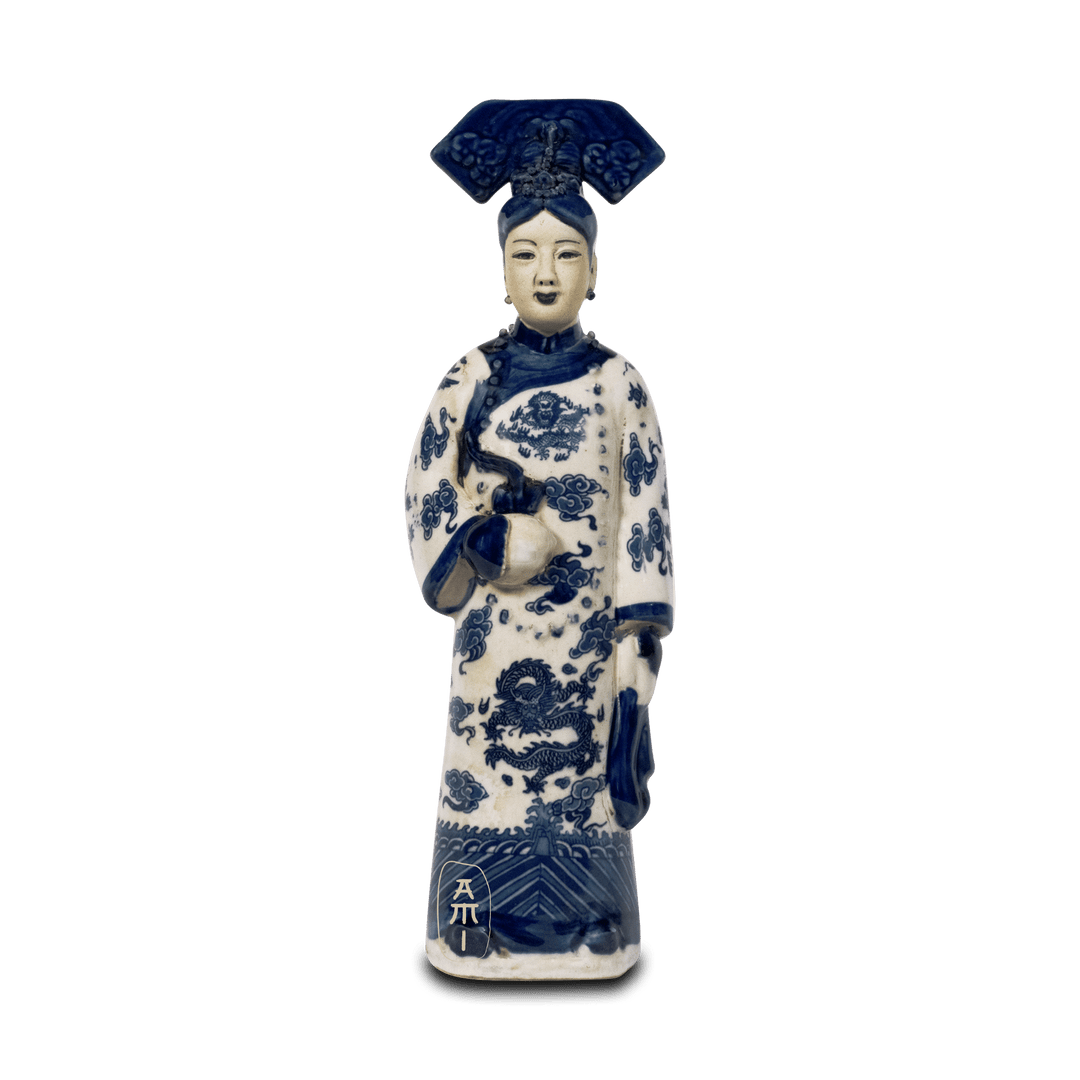 Chinees Beeld van Keizerin – Handgemaakt Blauw Wit Keramiek