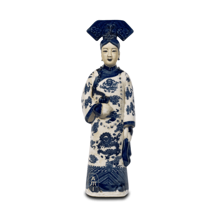 Chinees Beeld van Keizerin – Handgemaakt Blauw Wit Keramiek