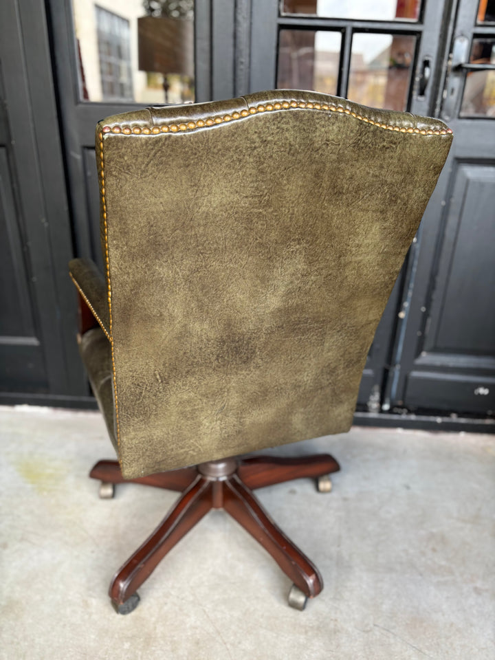 Chesterfield Bureaustoel Antiekgroen Leer
