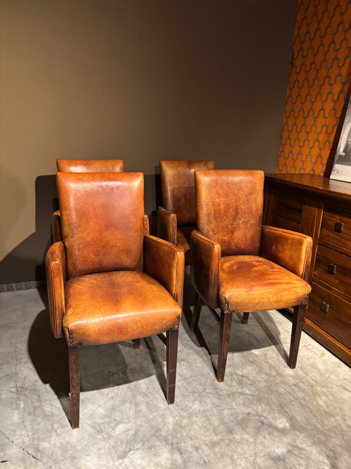 4 Schapenleren Eetkamerstoelen Vintage merk Joris